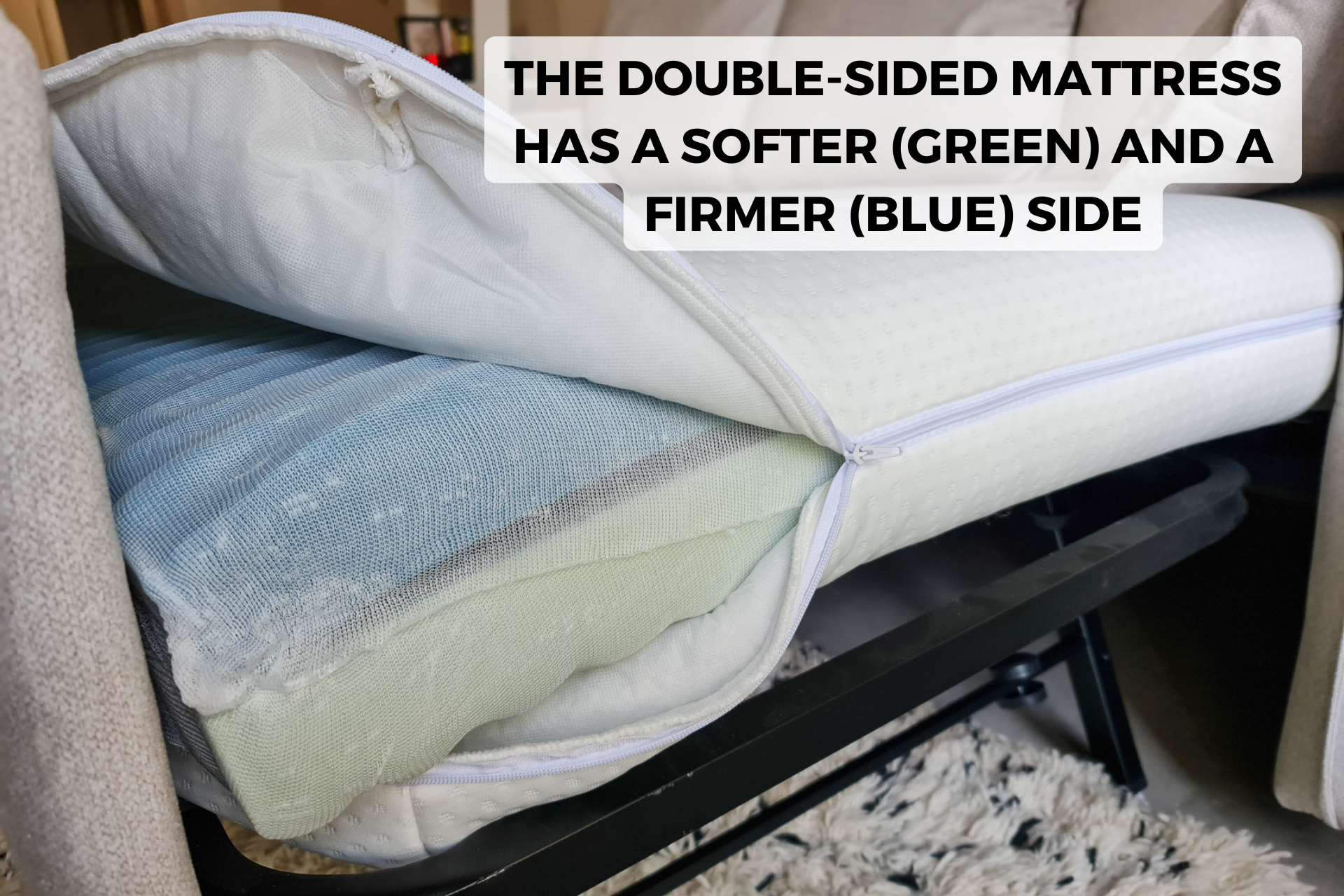 inside of an Emma sofa bed mattress